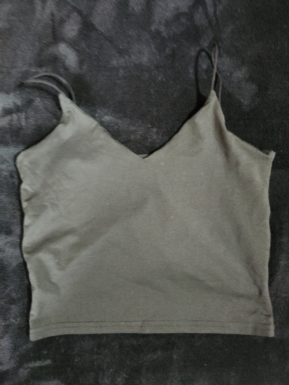 Black Crop Top Athletic Compression spaghetti strap built in bra Size M