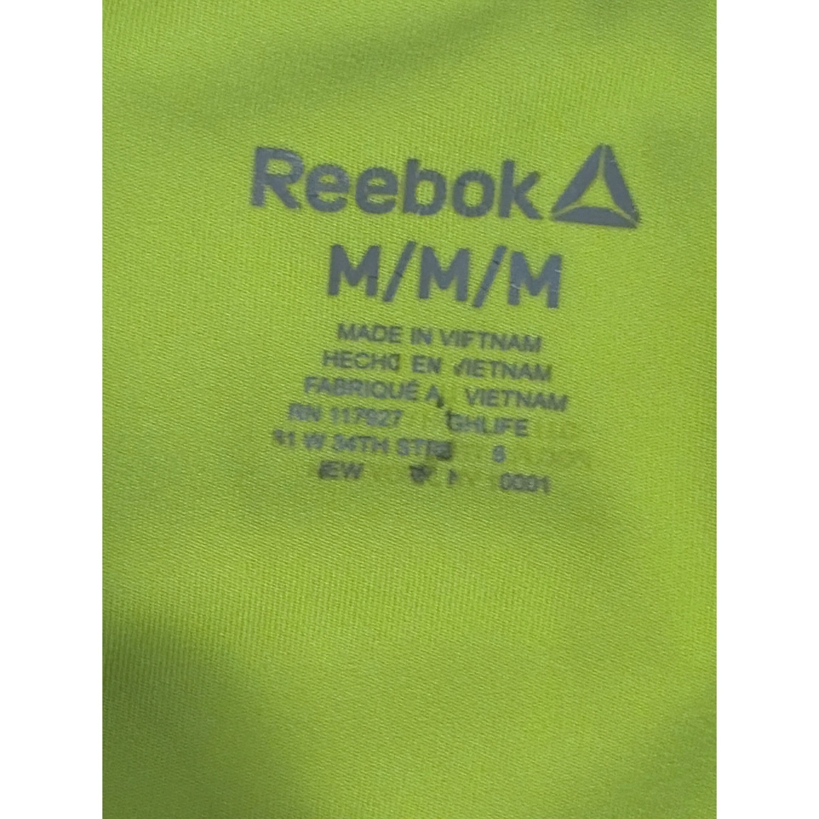 Reebok Womens Quarter Zip Pullover Neon Lime Green Thumbhole Athletic Top Medium