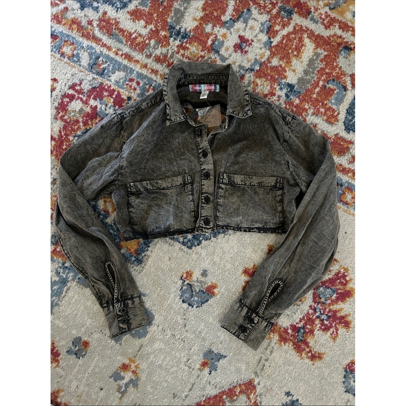 NWT BDG Davidson Cutout Button-Down Cropped Top