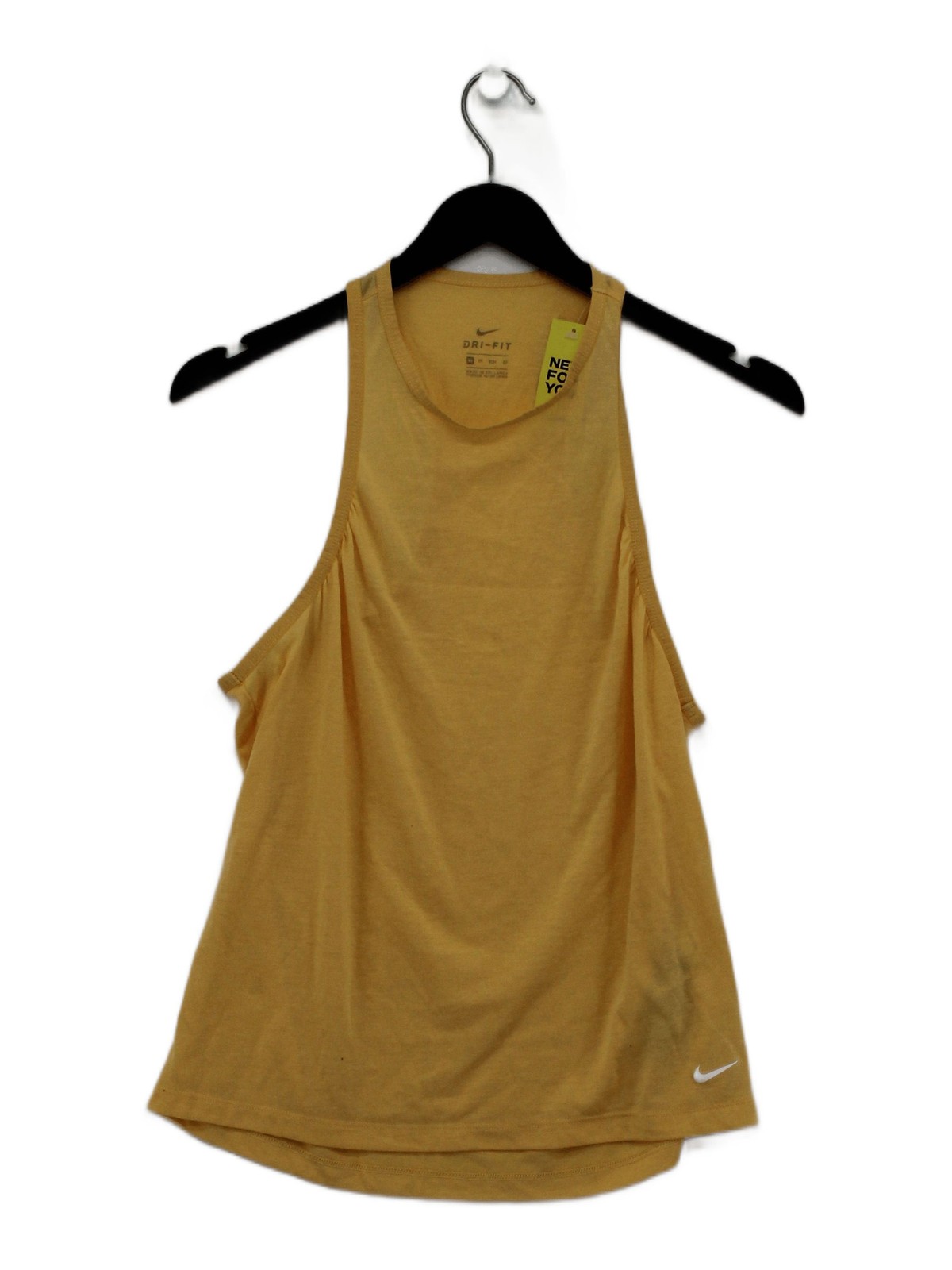 Nike Women’s T-Shirt S Yellow Polyester with Cotton, Viscose Sleeveless Basic