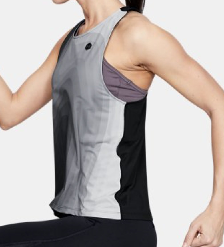 UNDER ARMOUR Rush Energy Lightweight Black Grey Running Tank Top NEW Womens Sz S