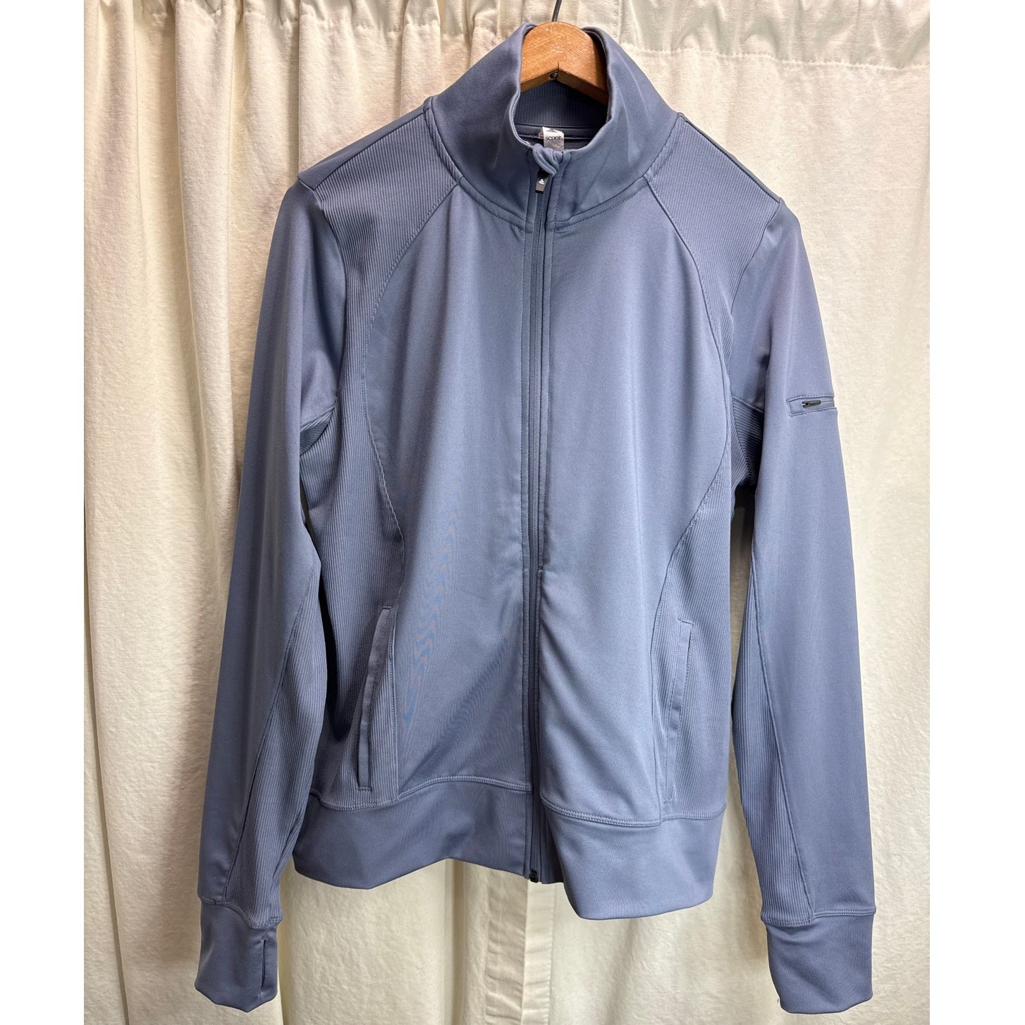 Scoor Athletic Casual Zip Up Shirt Thumb Opening Blue Gray Women’s Size Large