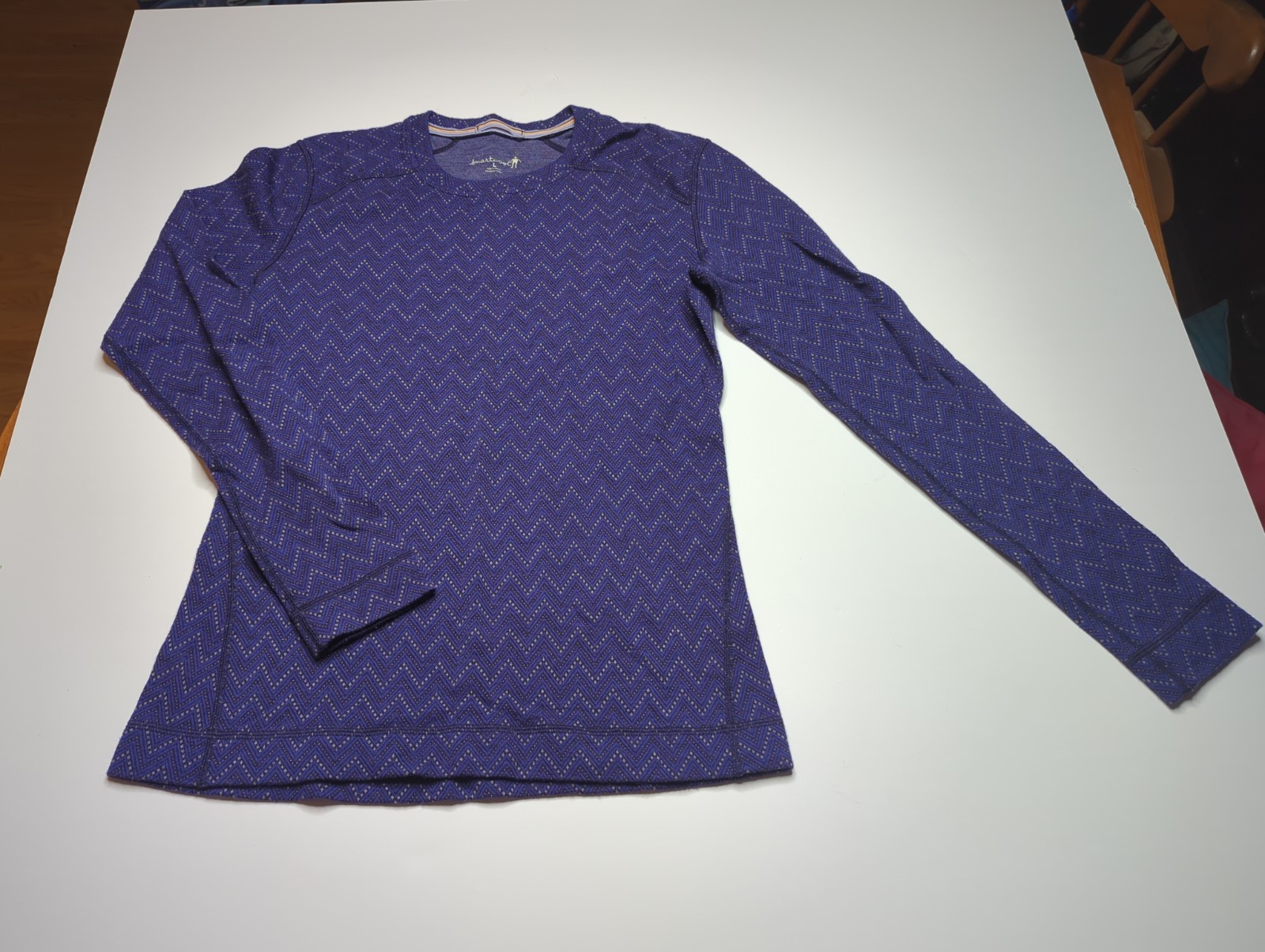 Smartwool Merino 250 Base Layer L Purple Chevron Crewneck Gorpcore Apres Ski