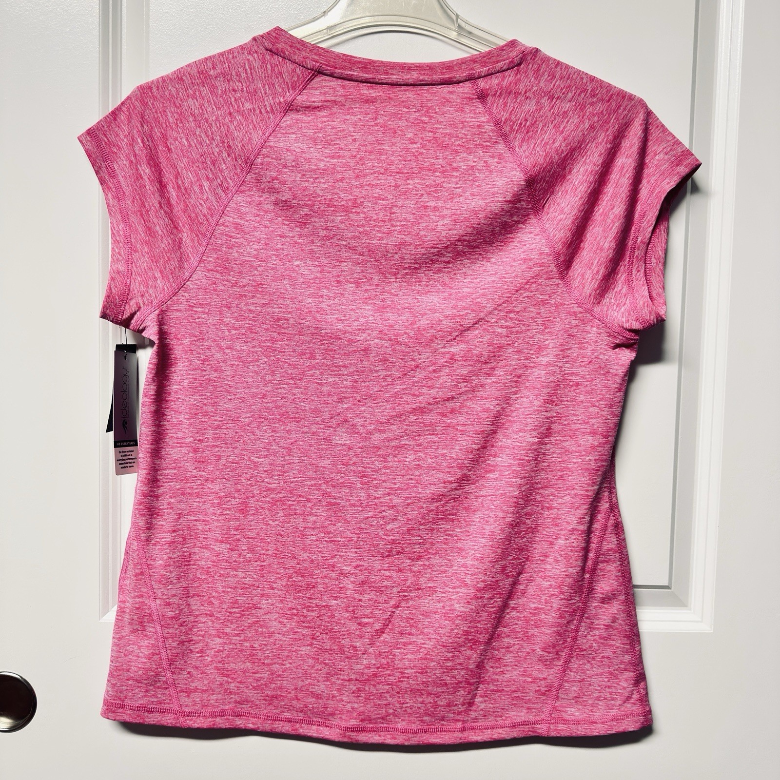 NWT Ideology Performance Semi-Fitted Stretch Activewear Shirt Heathered Pink Lrg
