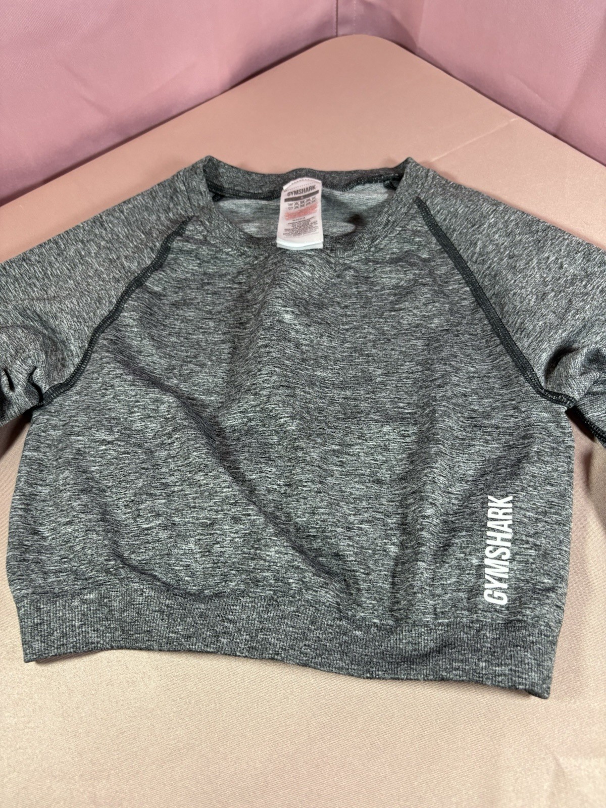Gymshark Women’s Small Gray Seamless Cropped Long Sleeve Workout Top Thumbholes
