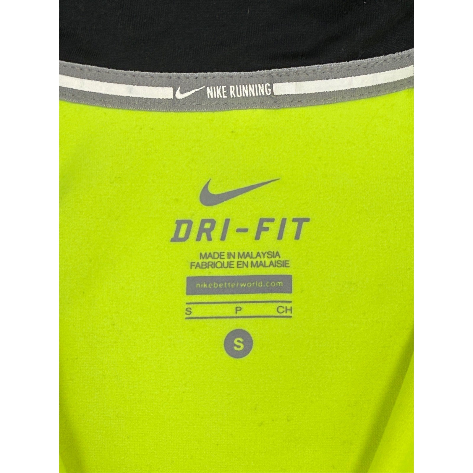 Nike Running Dri-FIT Half Zip Pullover Neon Yellow Volt Womens Small Thumbholes