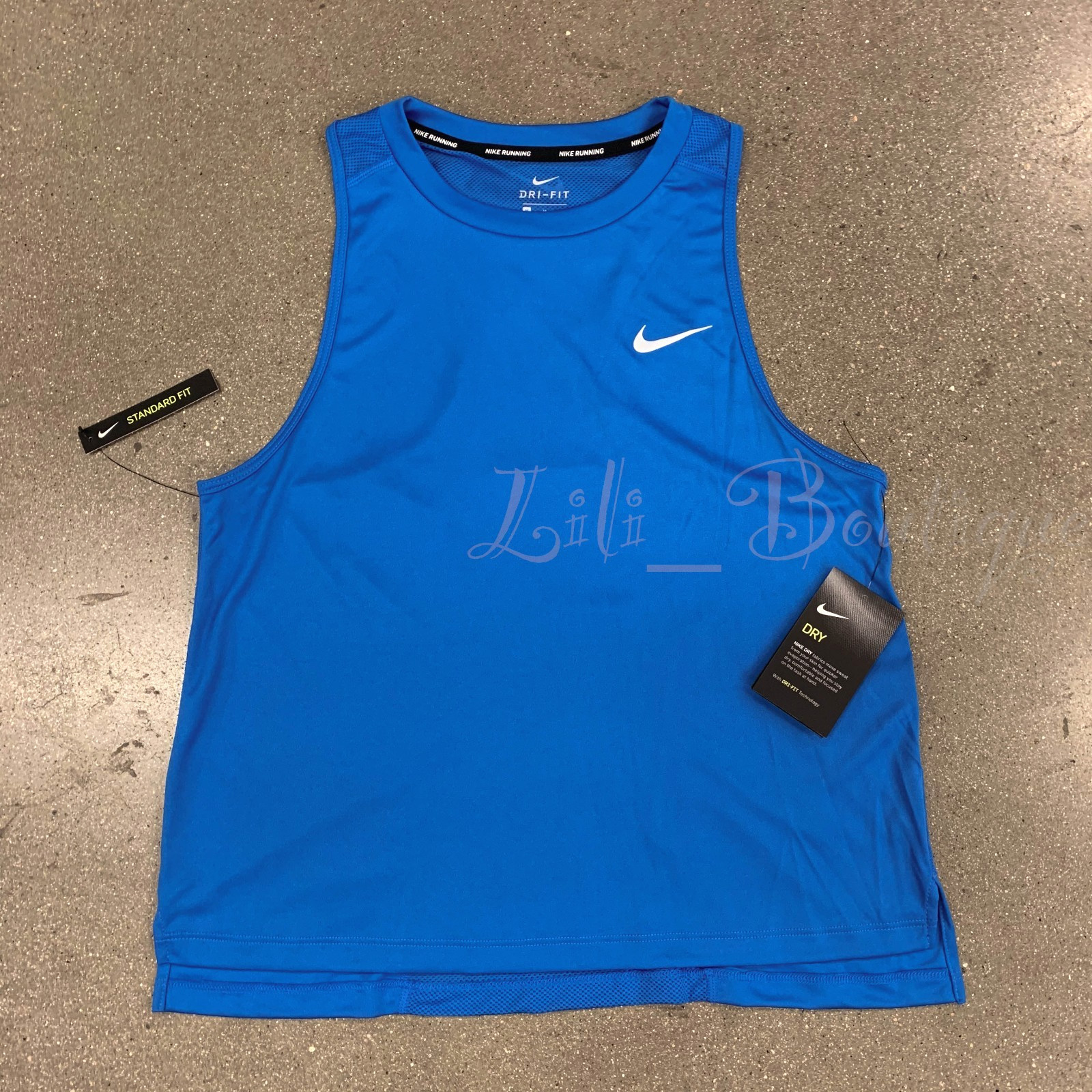 Nike Women DRI-FIT Miler Running Racerback Tank Top AT4210-403 Blue NWT Size L