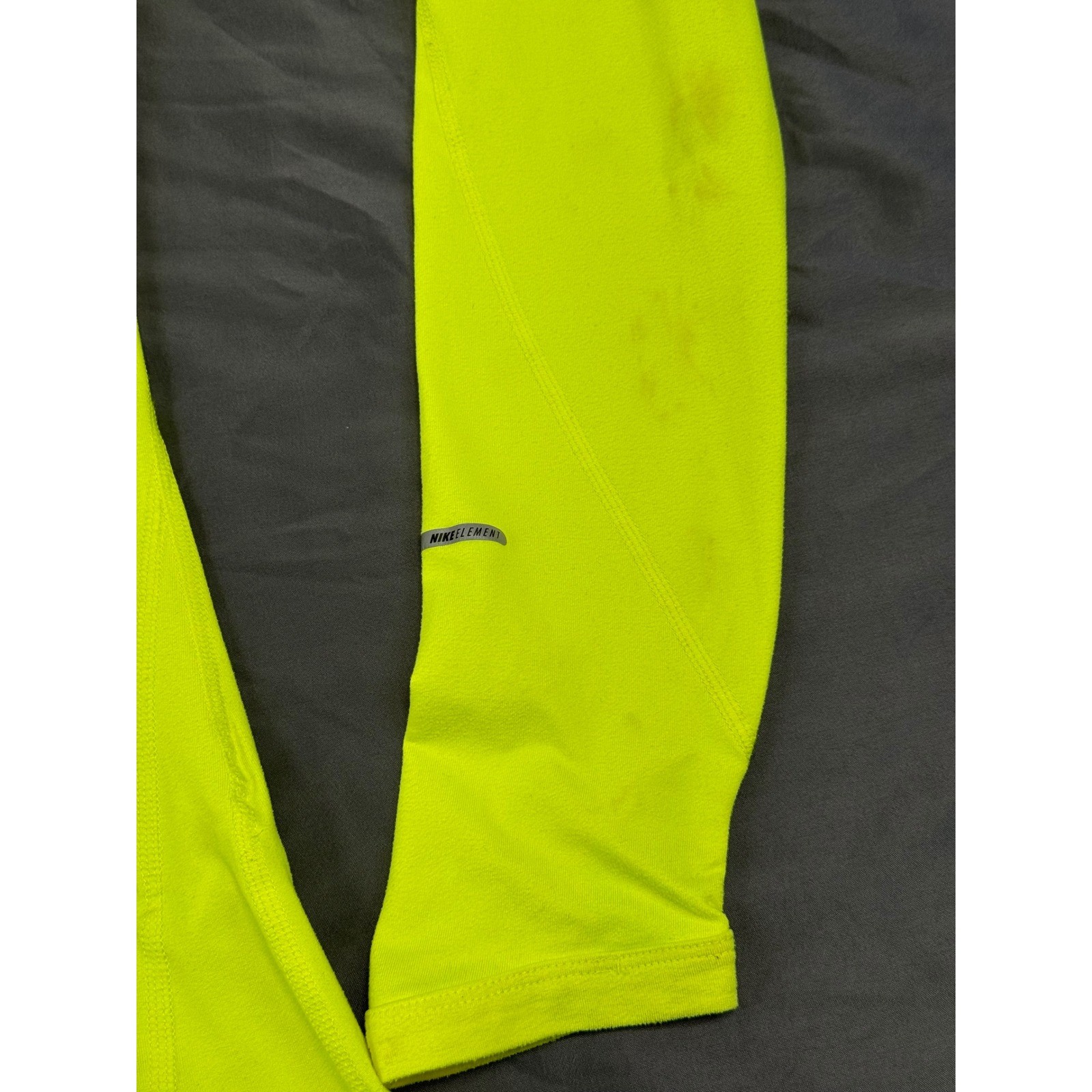 Nike Running Dri-FIT Half Zip Pullover Neon Yellow Volt Womens Small Thumbholes