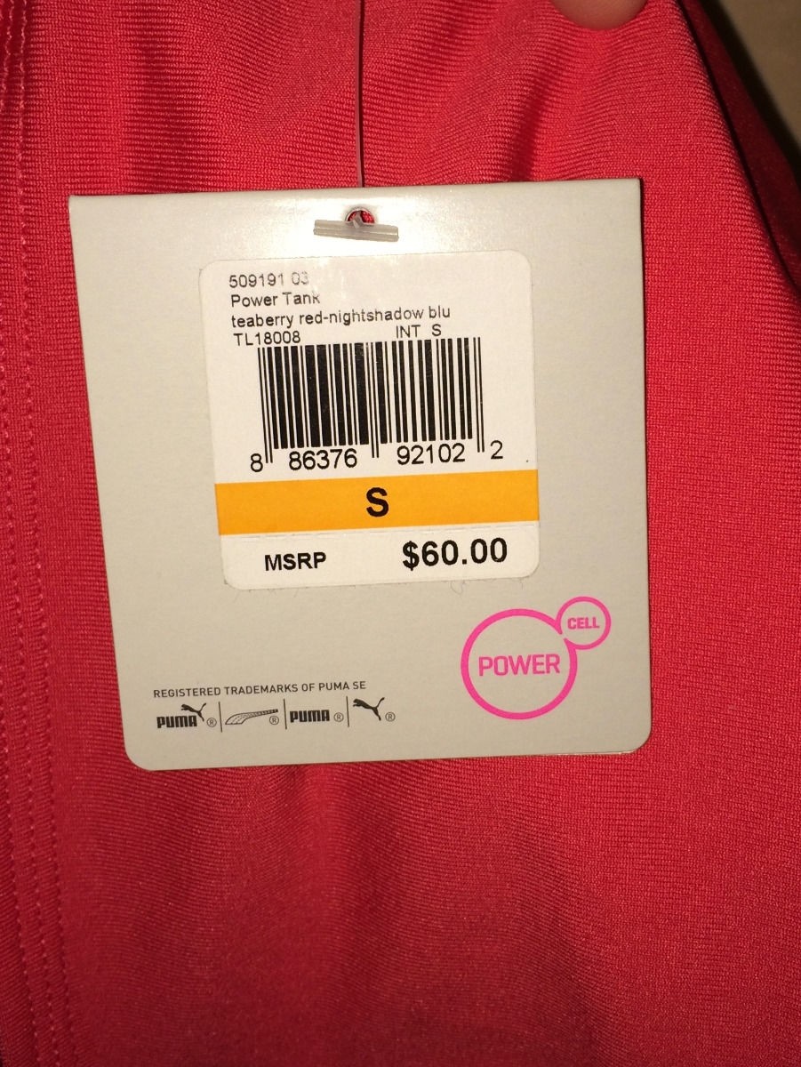 PUMA Powercell Power Tank Medium Support Compression Lt Red Bra Top Womens S L
