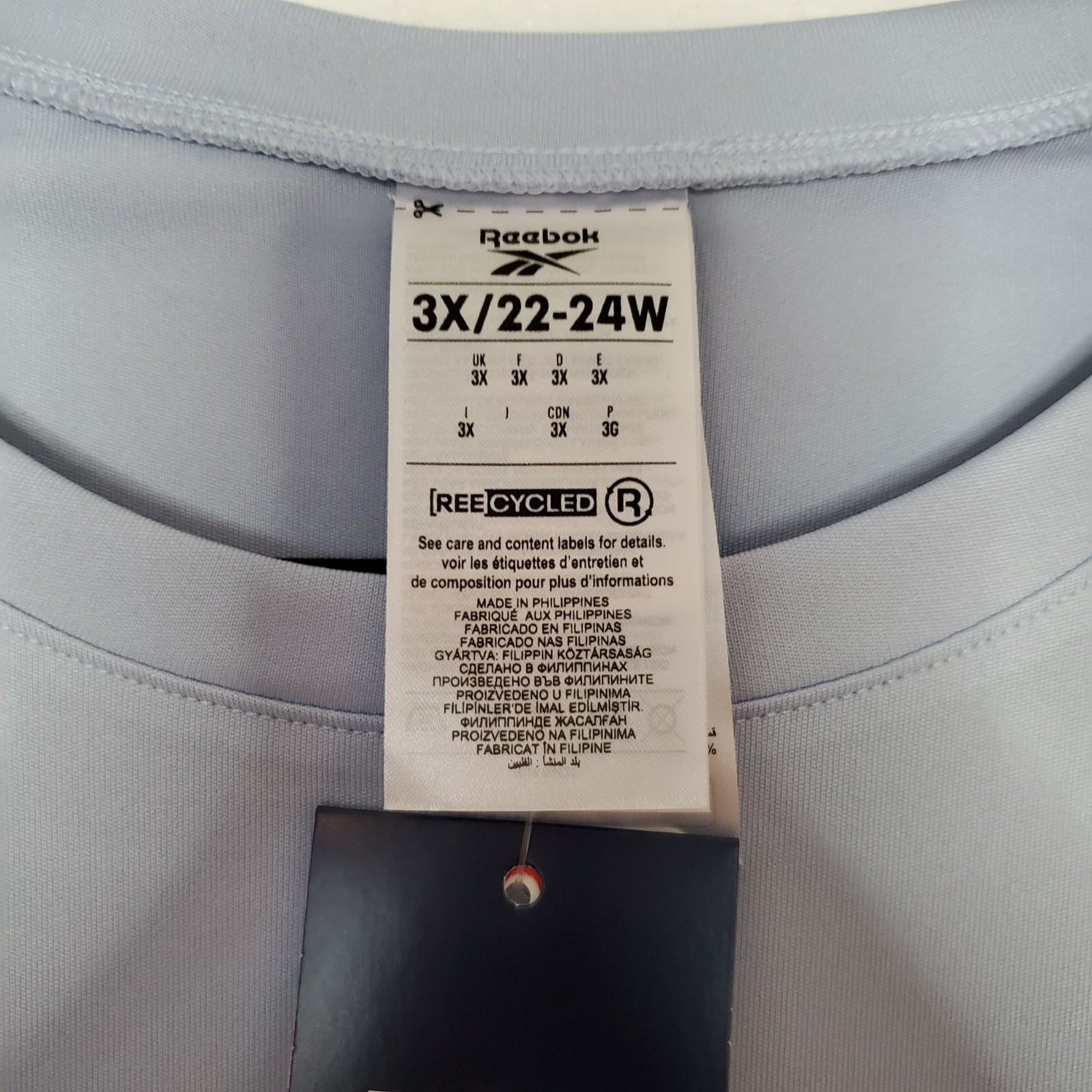 Reebok Id Performance Tech Tee Pale Blue Training Shirt Women Plus Size 3X/22-24