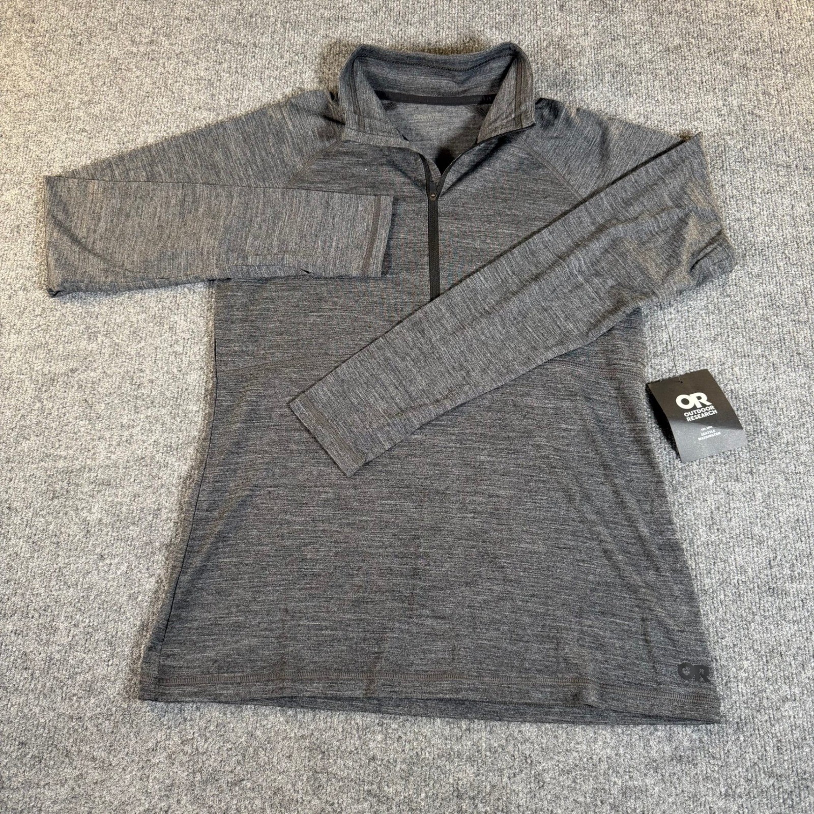 Outdoor Research Women Alpine Onset Merino 150 Half Zip Black Heather M #3603