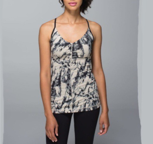 Lululemon Open Your Heart Tank Top Granite Black Beige Crossover V Neck Size 6