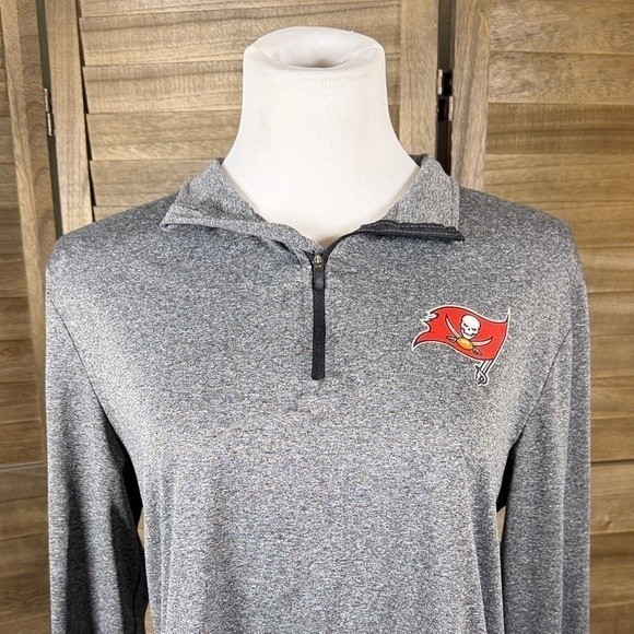 Tampa Bay Buccaneers NFL Team Apparel Quarter Zip Pullover Gray Mens Medium M