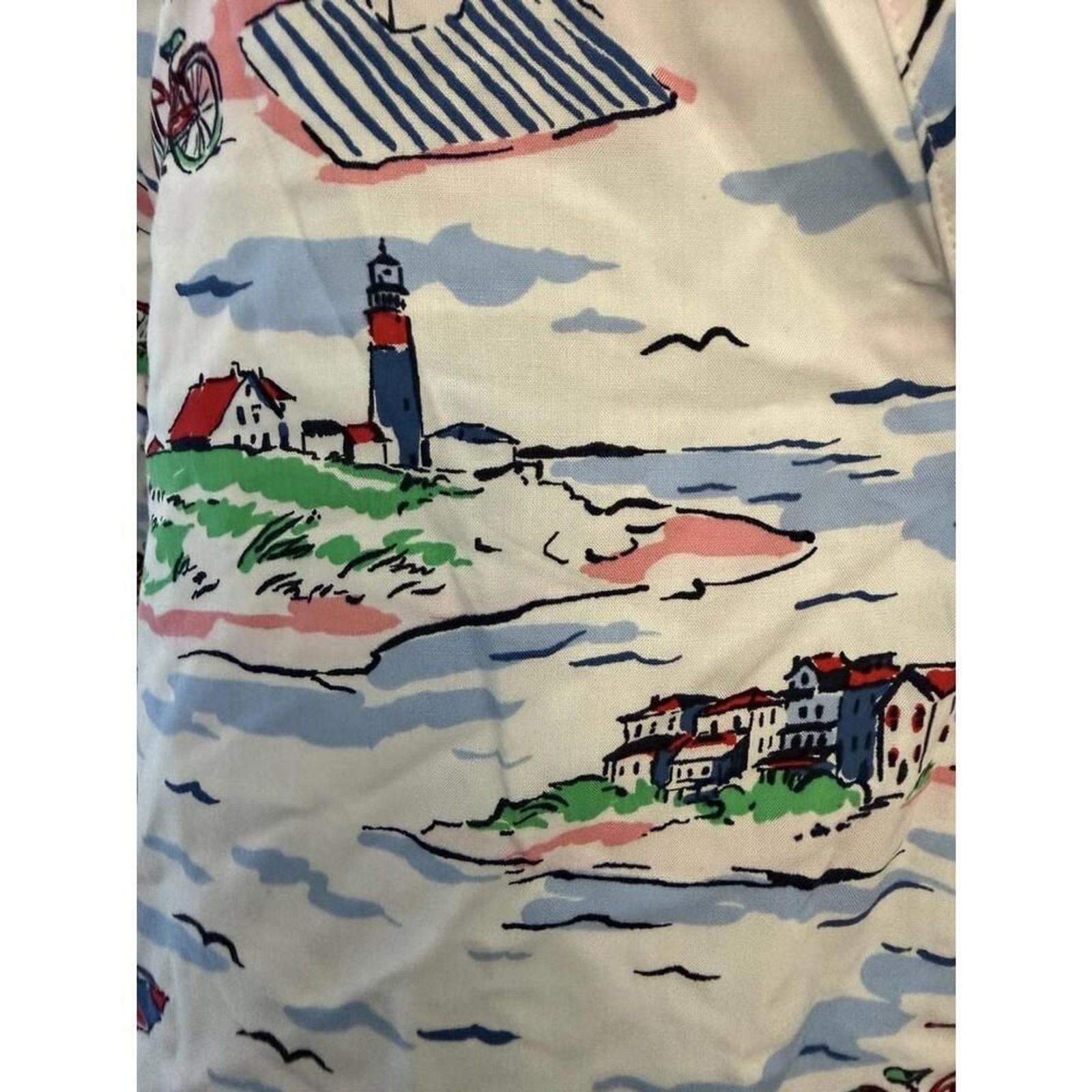 Crown & Ivy Beach Print Pullover Top Women’s Curvy 1X Long Sleeve NWT