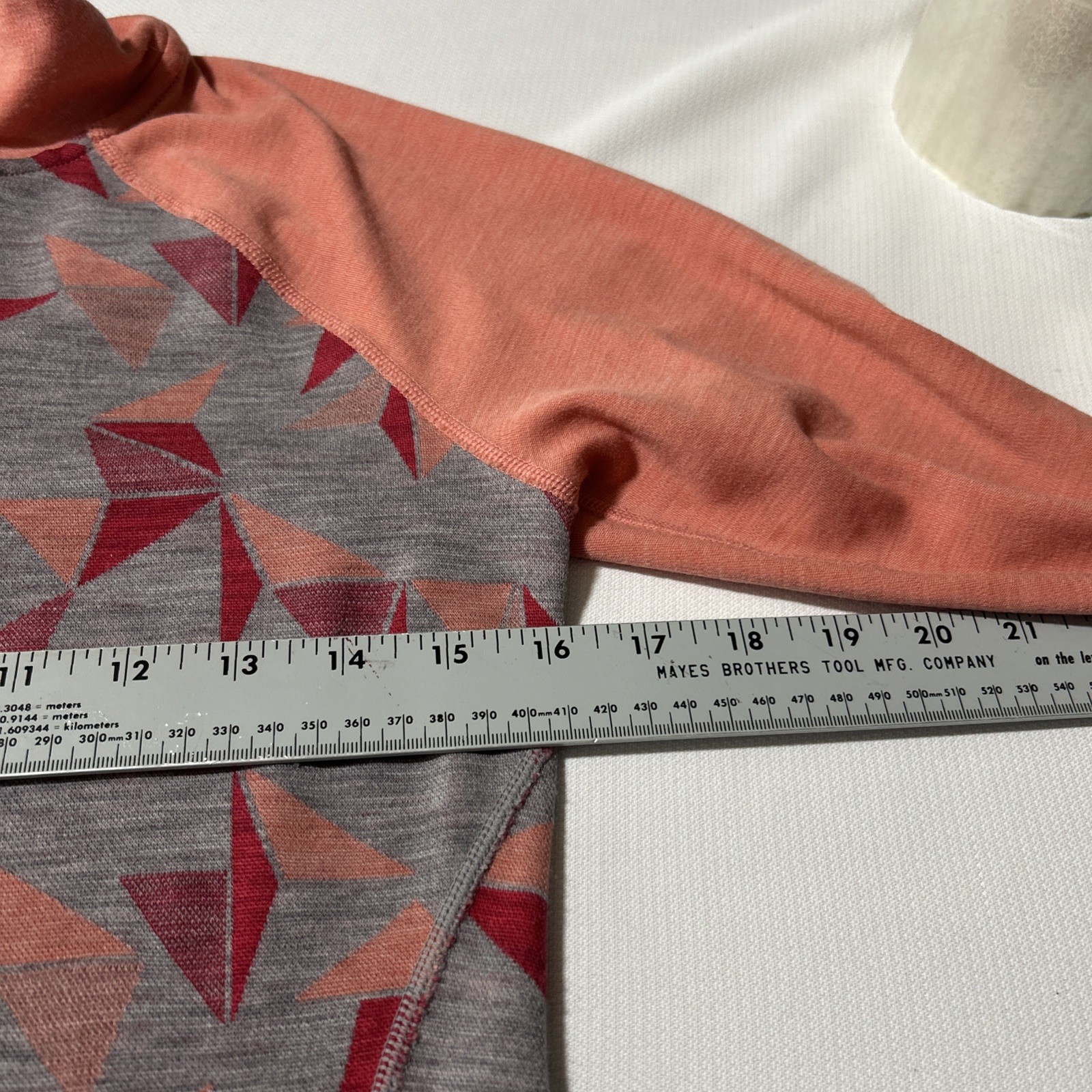 Smartwool Merino 250 Baselayer Pattern Quarter Zip Women Sz M Orange Gray👀 SEE*