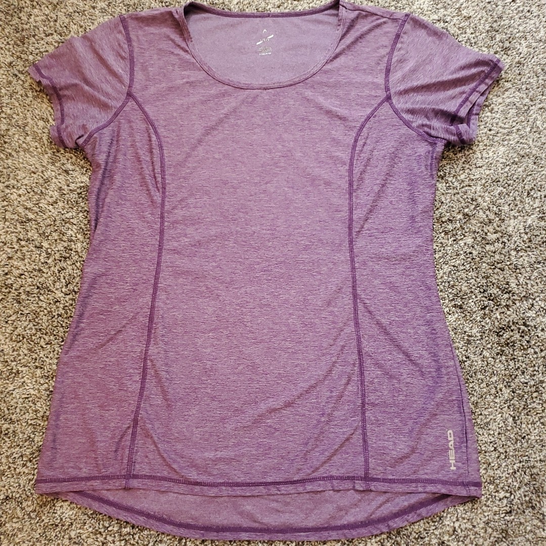Head Womens Large Performance Workout T-Shirt Amaranth Purple Scoop Neck, Tennis
