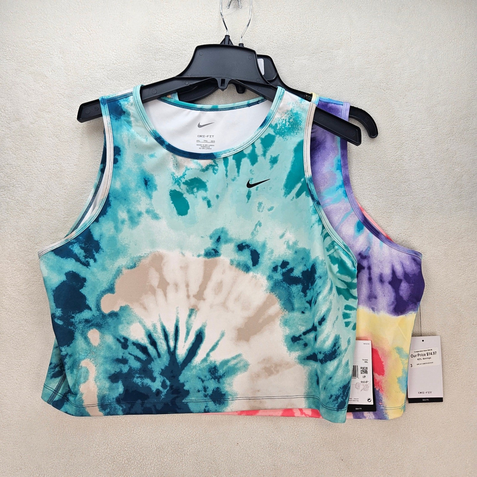 LOT OF 2 NIKE WOMEN’S XXL TIE DYE TRAINING RUNNING SLIM FIT TANK NWT