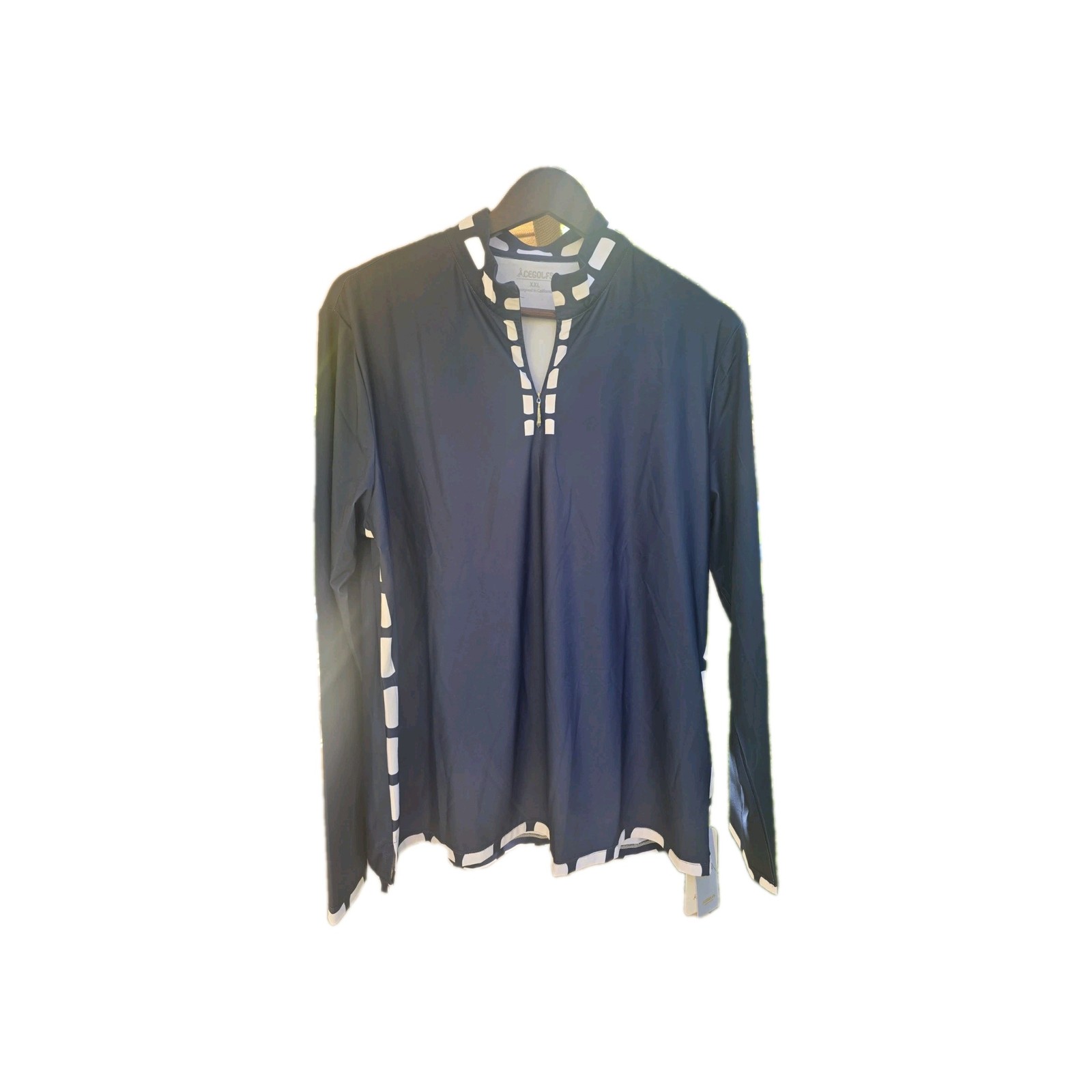 NWT WOMENS ACEGOLFS 1/4 ZIP ACTIVE TOP UPF50+ GOLF TENNIS EQUESTRIAN BLUE XXL
