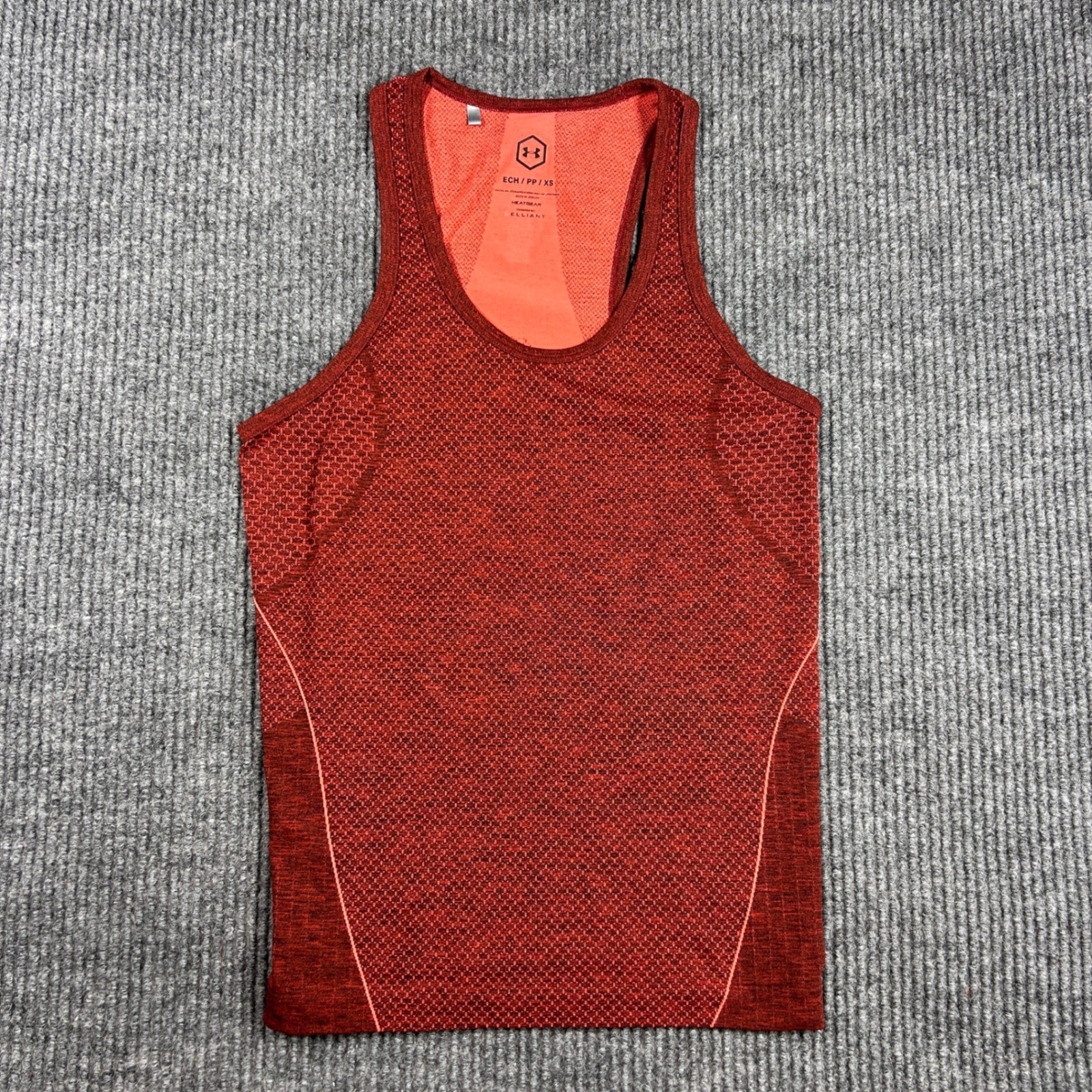 Under Armour Tank Top Womens XS Rush HeatGear Seamless Red Orange Racerback Tank