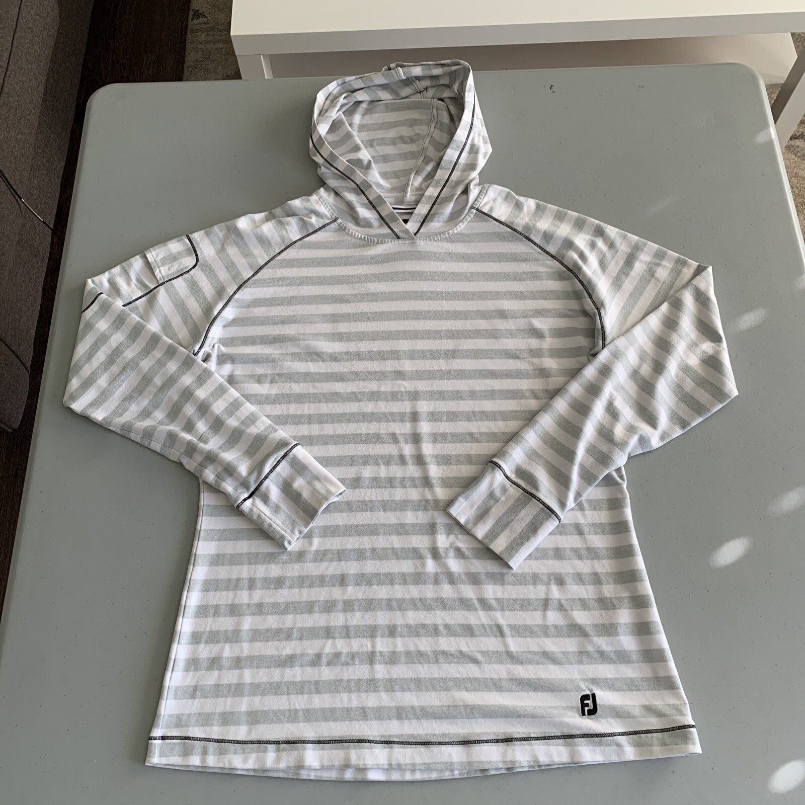 Footjoy Pullover Hoodie Women’s Striped Golf Pocket Sz M