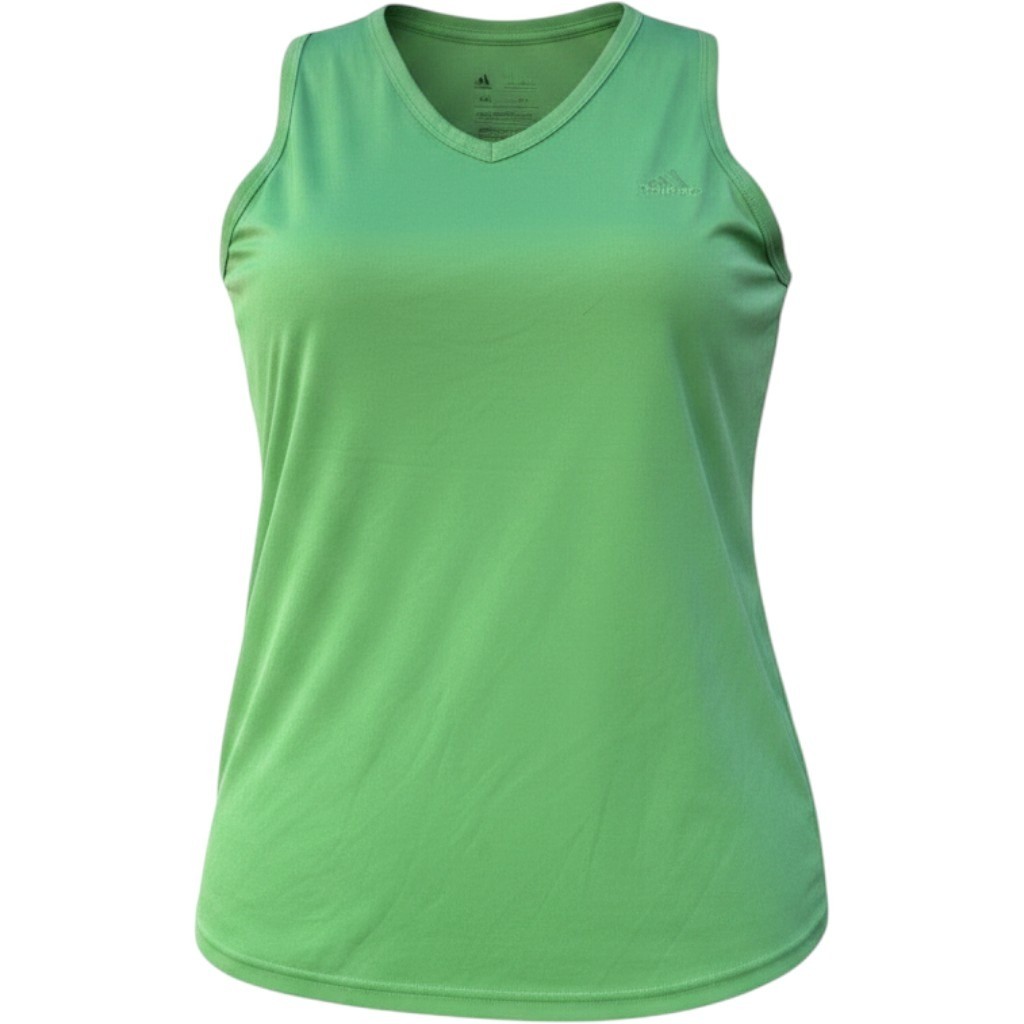 Adidas Tank Top Womens Large Green V-Neck Performance Athletic Sporty Activewear