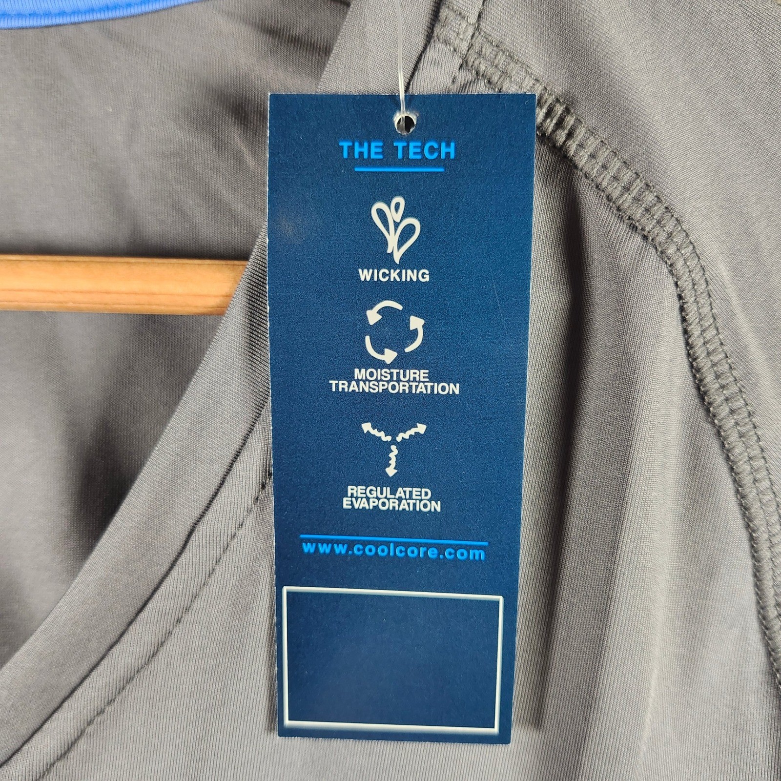 Coolcore Womens XL Basic V-Neck Tee Grey Cooling Athletic Shirt NWT Activewear