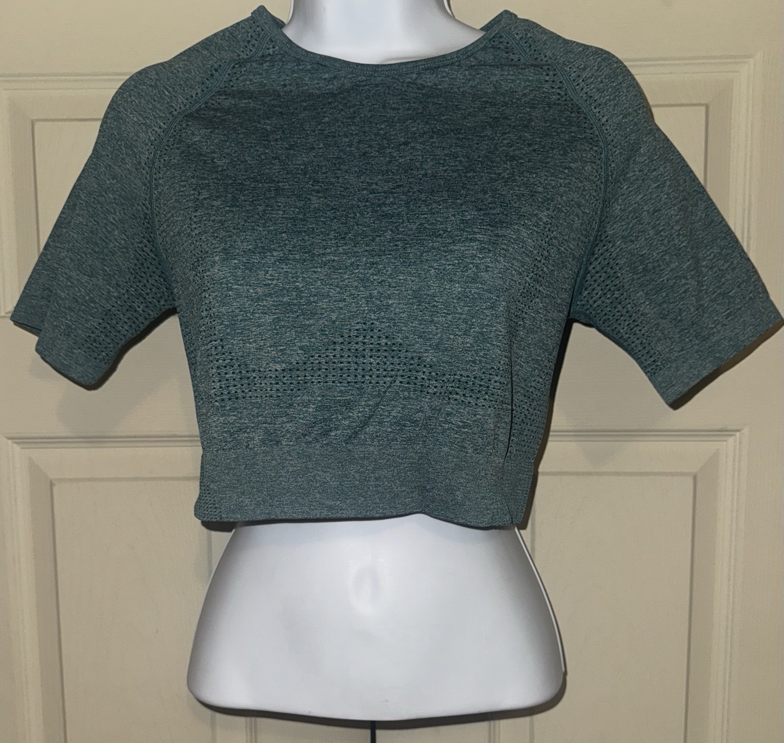 Aoxjox Womens Workout Short Sleeve Seamless Crop Top Yoga Gym Sport T Shirts M/L