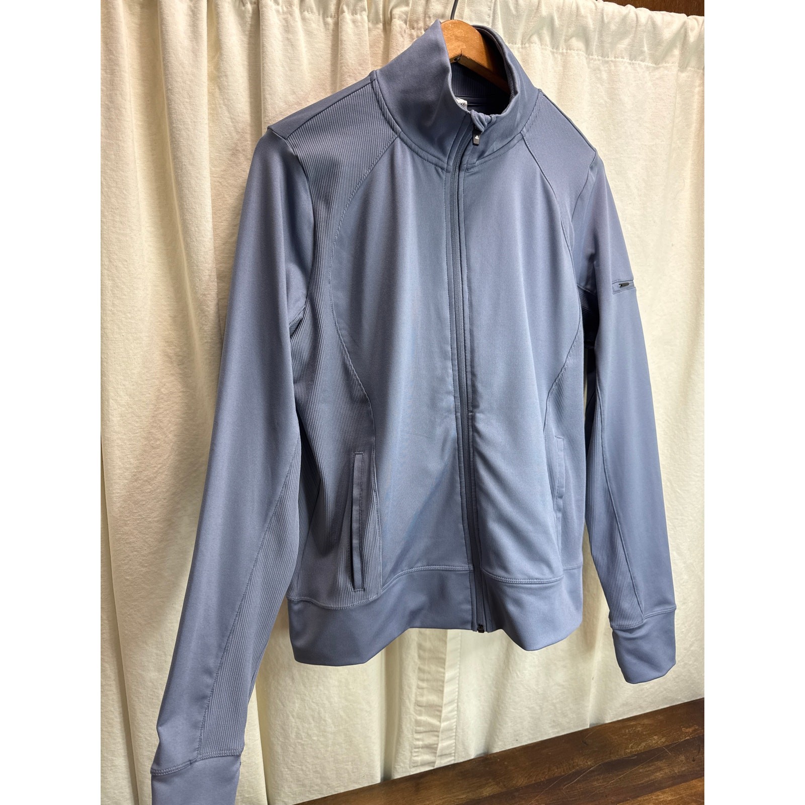 Scoor Athletic Casual Zip Up Shirt Thumb Opening Blue Gray Women’s Size Large