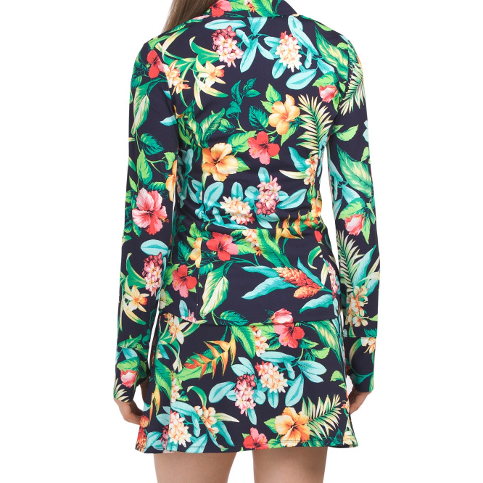 New Tommy Bahama Golf Pullover Top Multi-Colored Floral 1/4 Zip Long Sleeve Sz S