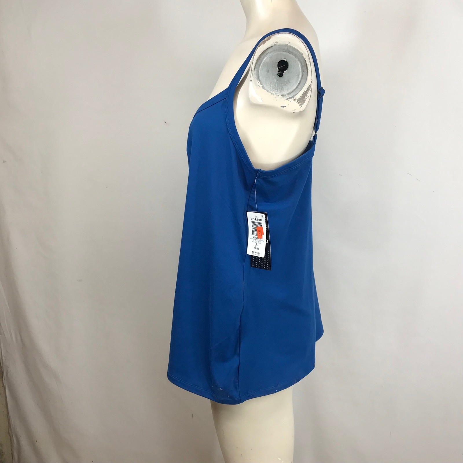 Torrid Active Cami Super Soft Performance Jersey Ruched Blue Tank Top 2X 18-20