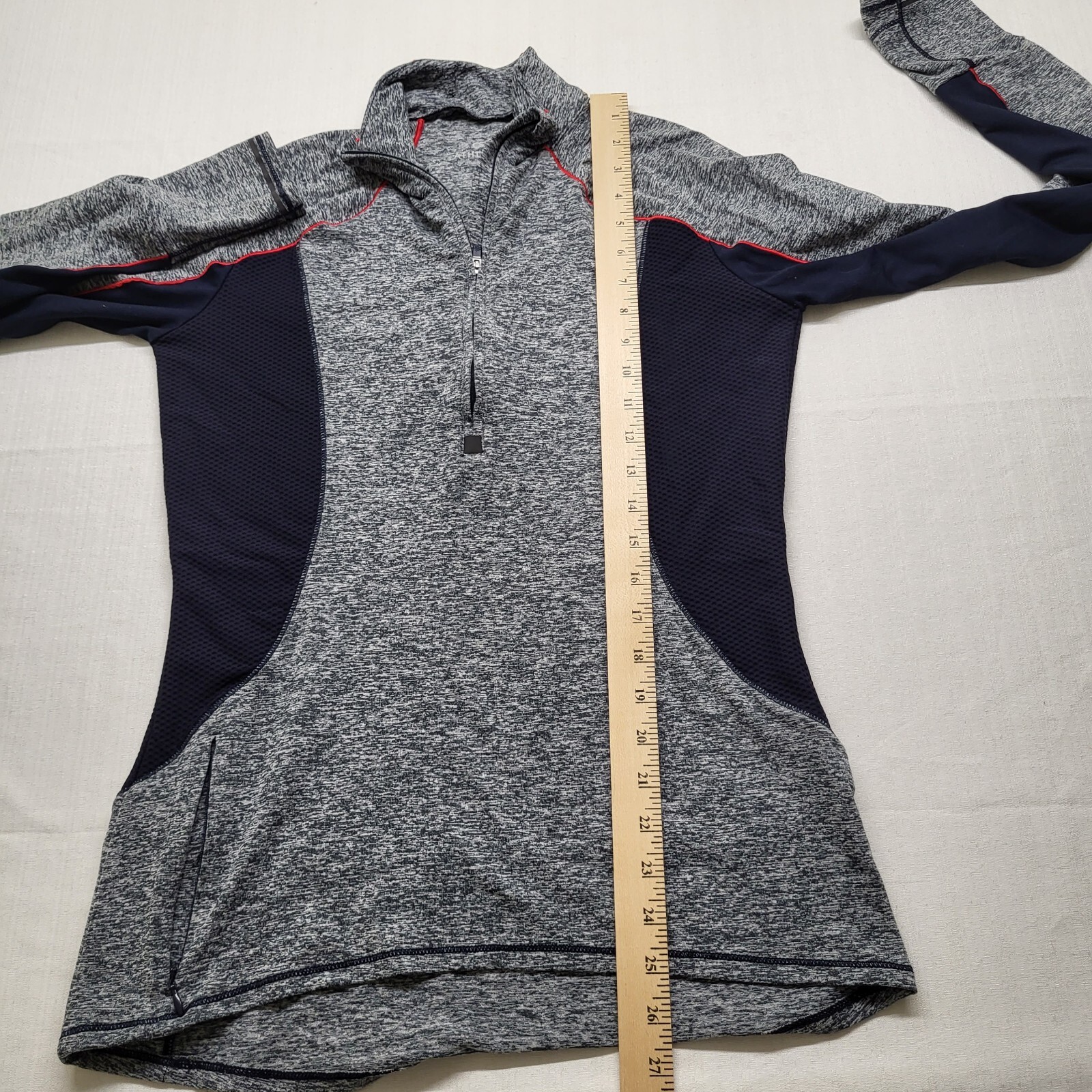 Athleta Half Zip Top Running Wild Small Gray Colorblock Performance Mock Neck