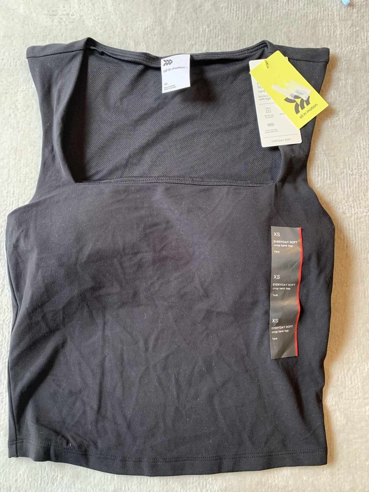 All in Motion Size XS Black Crop Sports Tank Top New With Tags Everyday Soft
