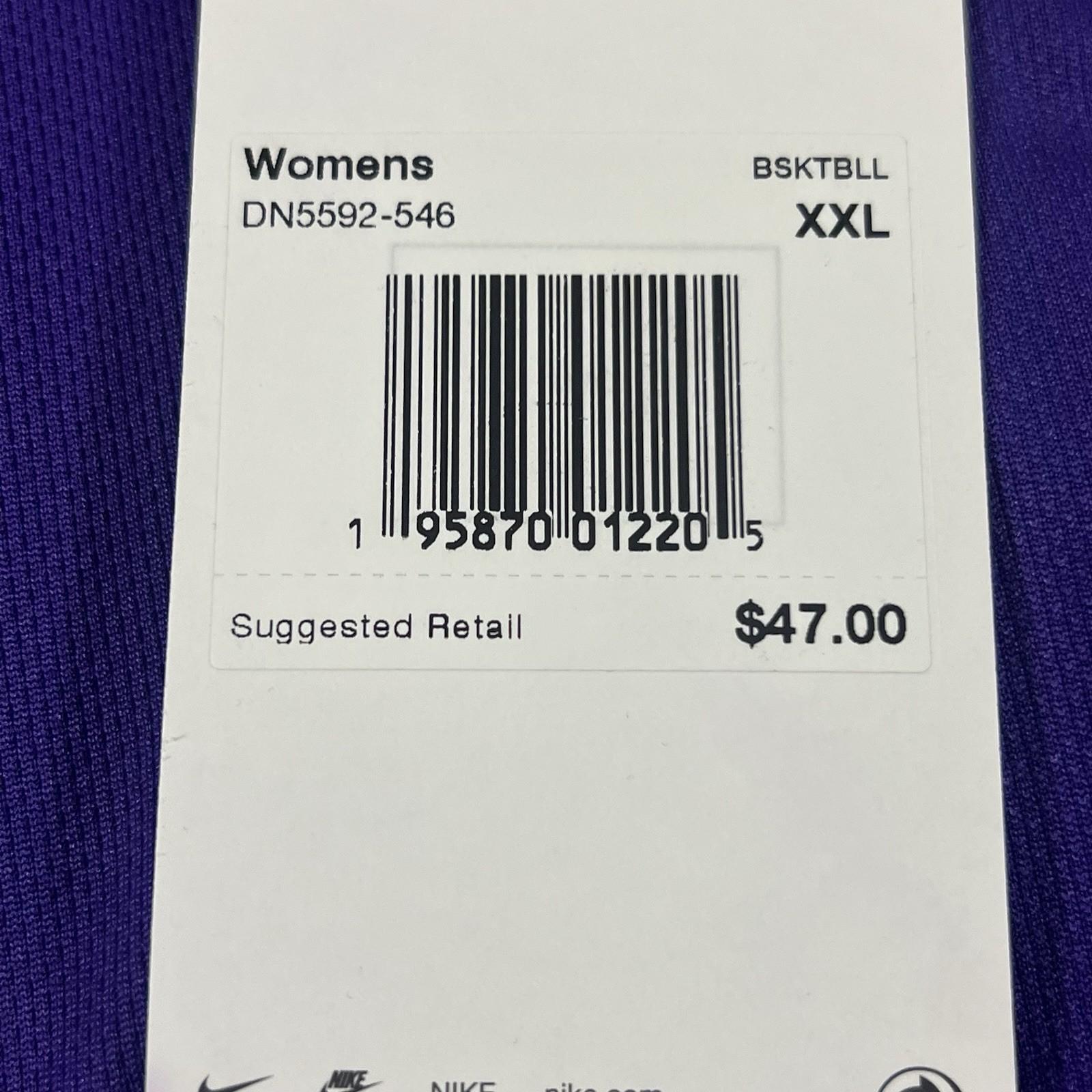 Nike Dri-FIT Basketball Jersey Women’s XXL Purple White DN5592-546 NWT