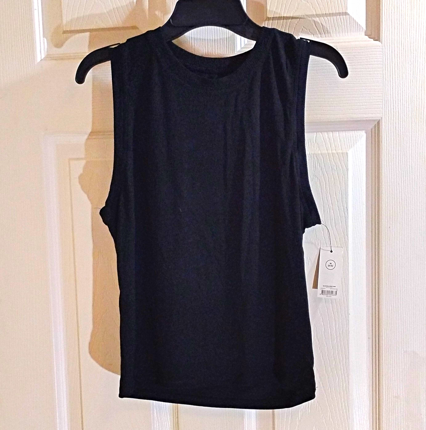 No Boundaries Fitted Crew Neck Tank Top Stretch Rayon/Spandex Black M (8-10)