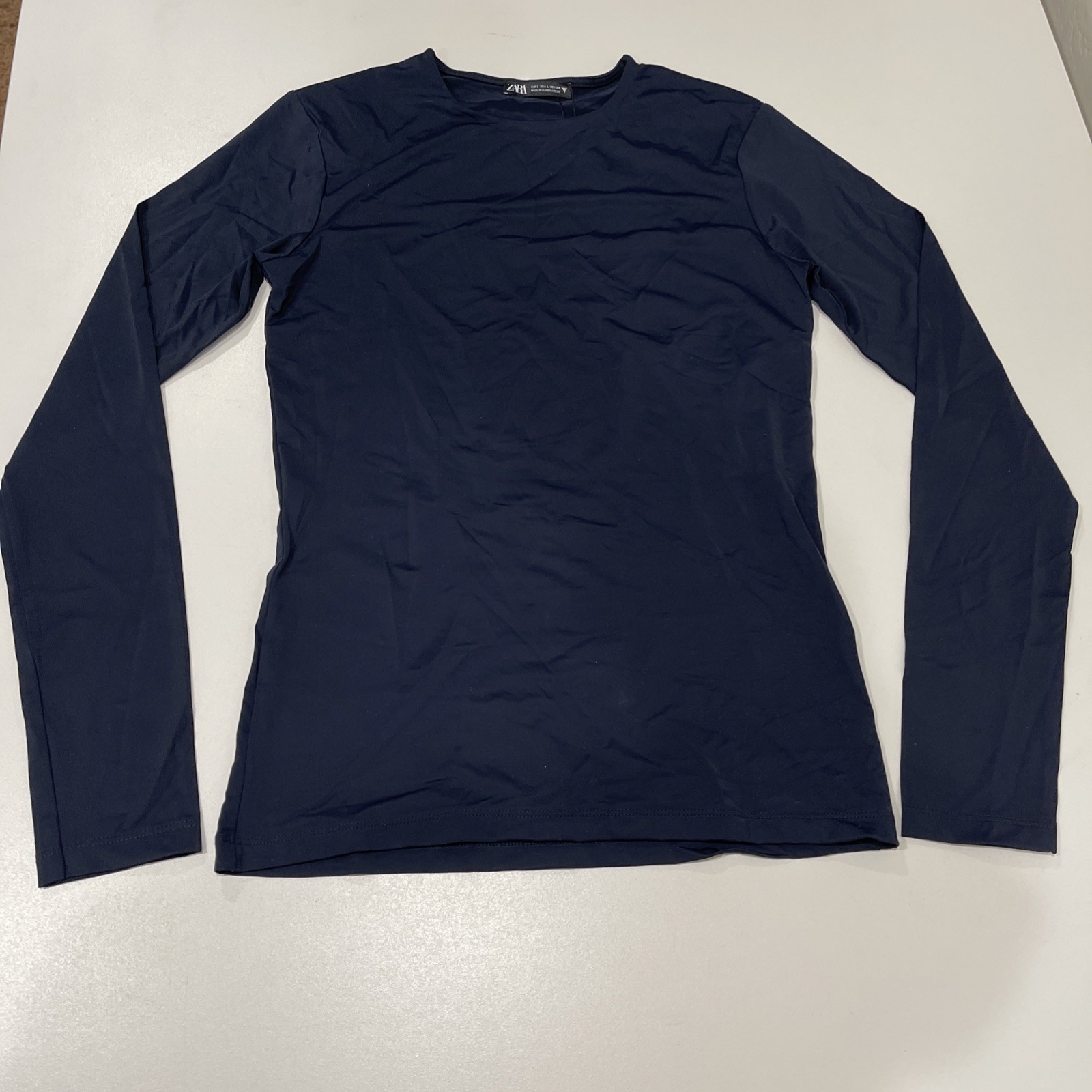 Zara Athletic Long Sleeve Tee Navy Blue L