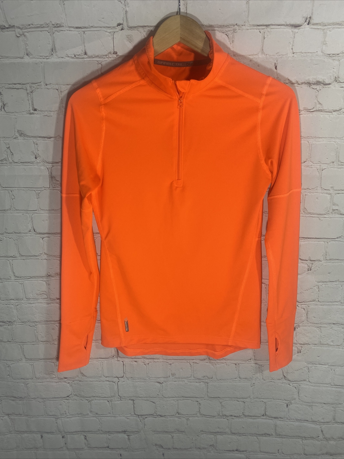 Champion Orange Duofold Warm Control Womens Size S 1/4 Zip Running Shirt