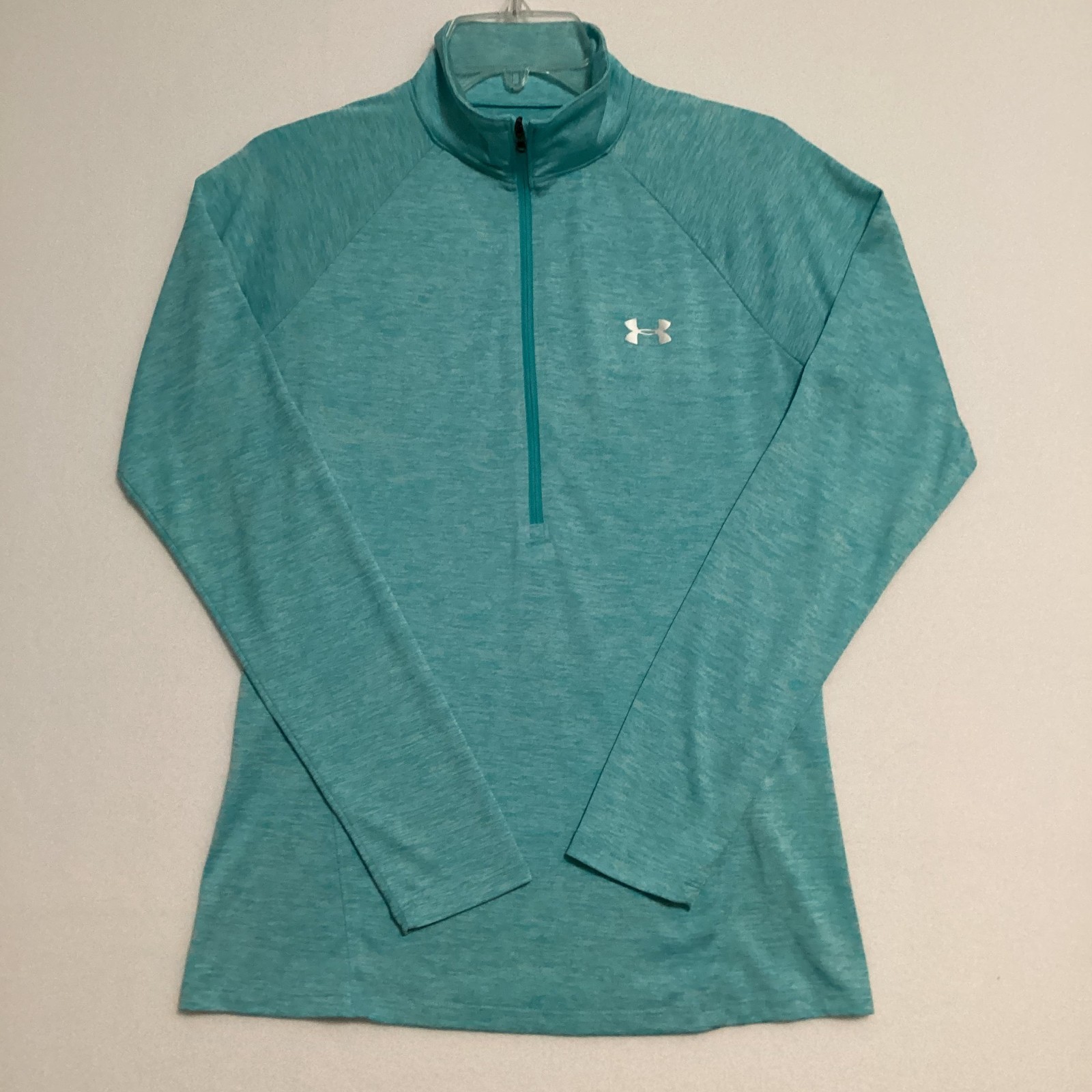Under Armour Heat Gear Women M Loose Fit 1/4 Zip Pullover Top Blue Heather