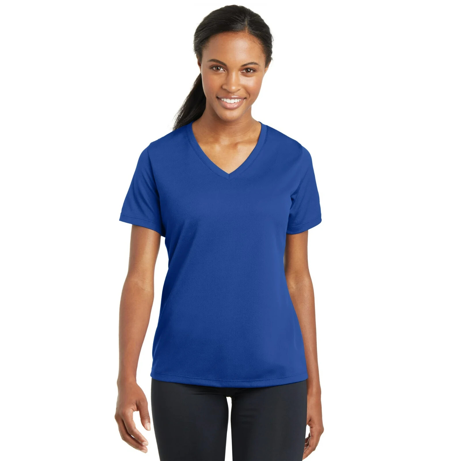Sport-Tek Ladies PosiCharge RacerMesh V-Neck Royal Blu T-Shirt , Size M
