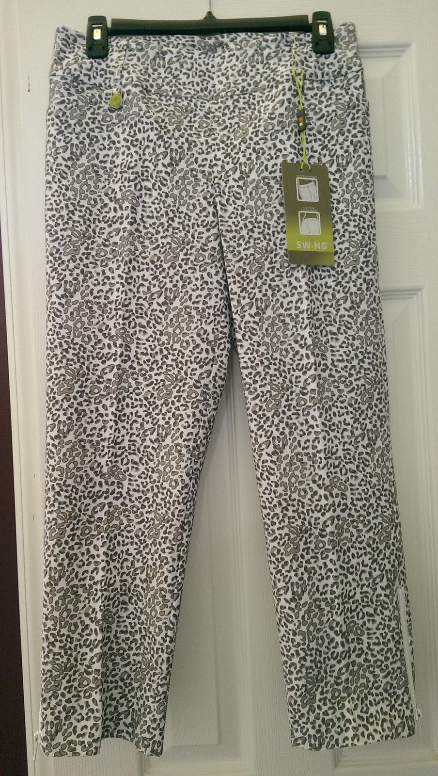 NWT Ladies SWING CONTROL GRAY LEOPARD GOLF CAPRIS – 8 10 & 12 Stretch