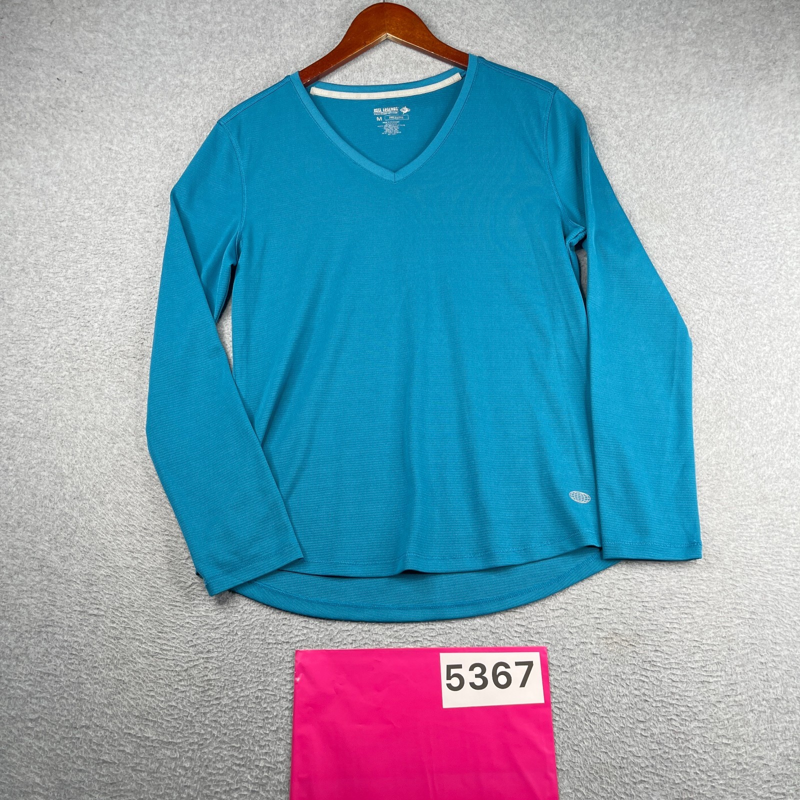 Reel Legends Freeline V Neck Teal Shirt Long Sleeve Performance Womens Medium