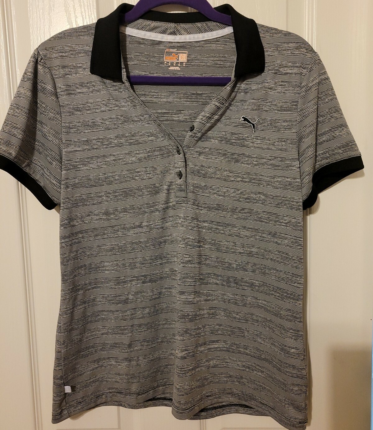 Puma Women’s Large Dry Cell Polo Sport Lifestyle Striped black /gray