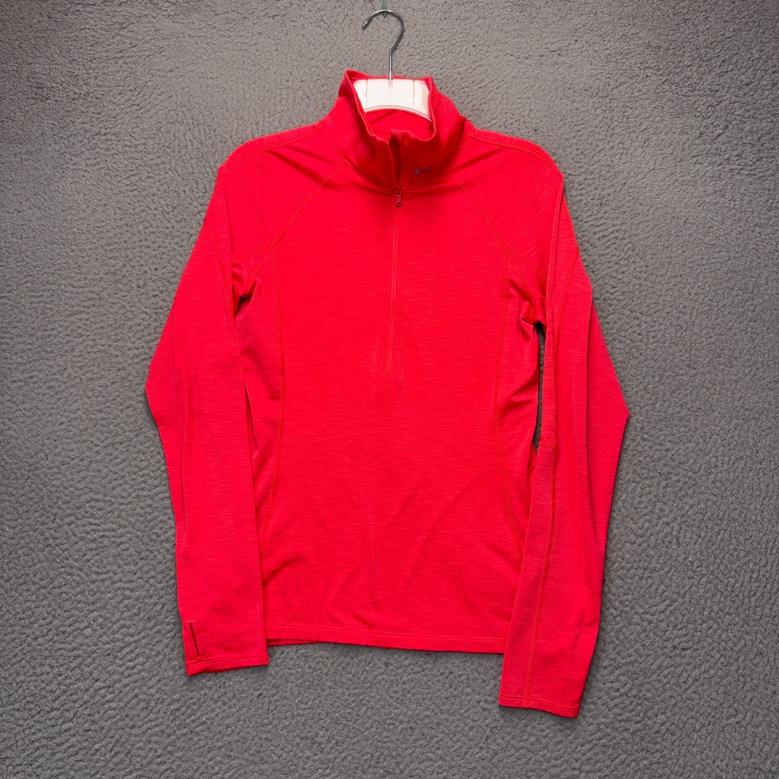 Under Armour 1/2 Zip Pullover Top Womens Coral Pink Stretch Heatgear
