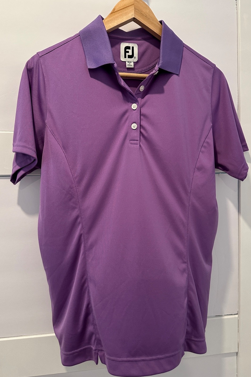 Foot Joy Golf Shirt Purple 100% Polyester SZ M Short Sleeve Collared EUC