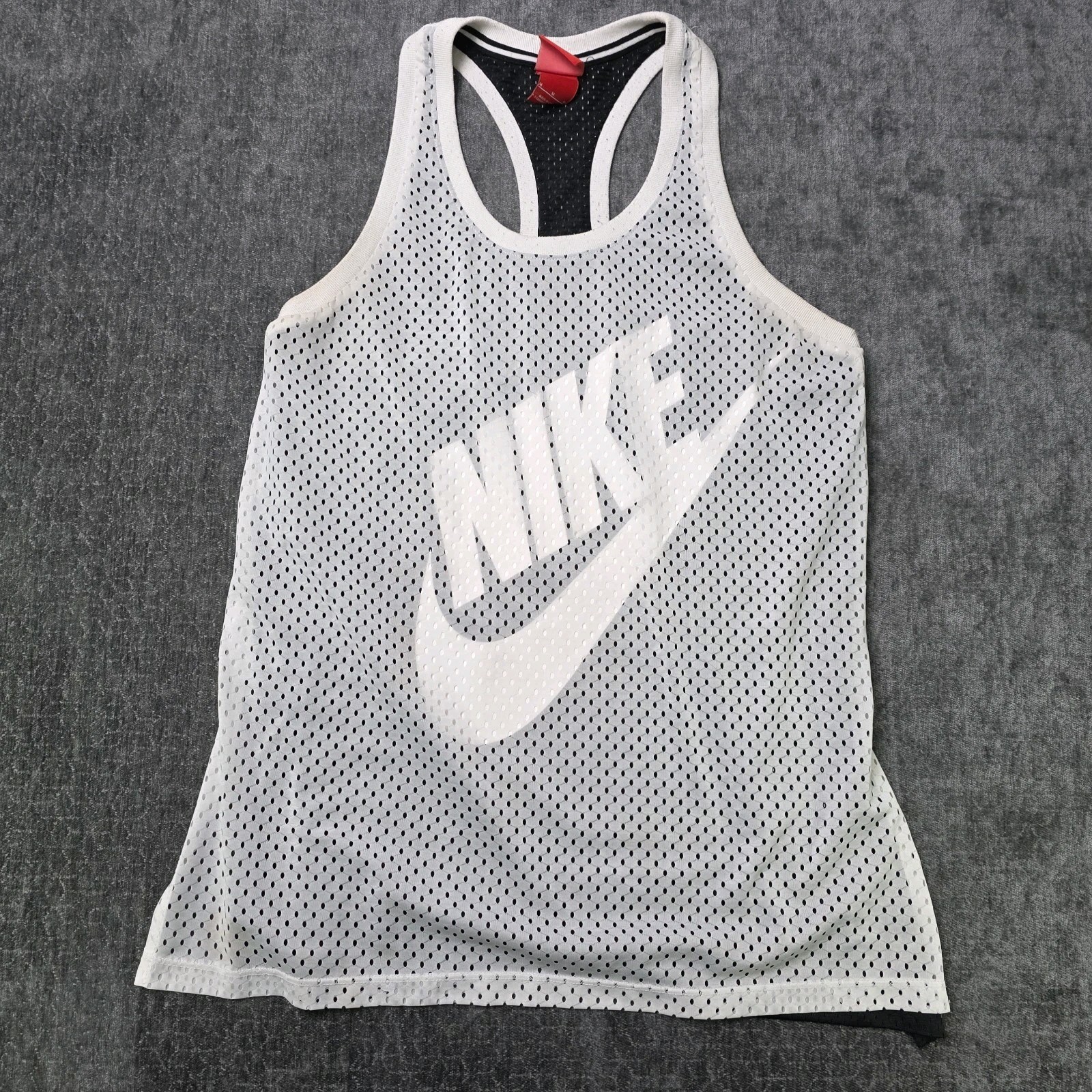 Nike Womens Workout Tank Top Medium Performance Mesh Double Layer Just Do It M