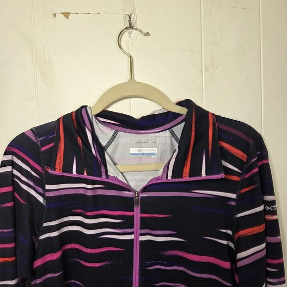 Columbia Womens Trail Crush Halfzip Pullover Sz M Omni-wick Black Purple Pink