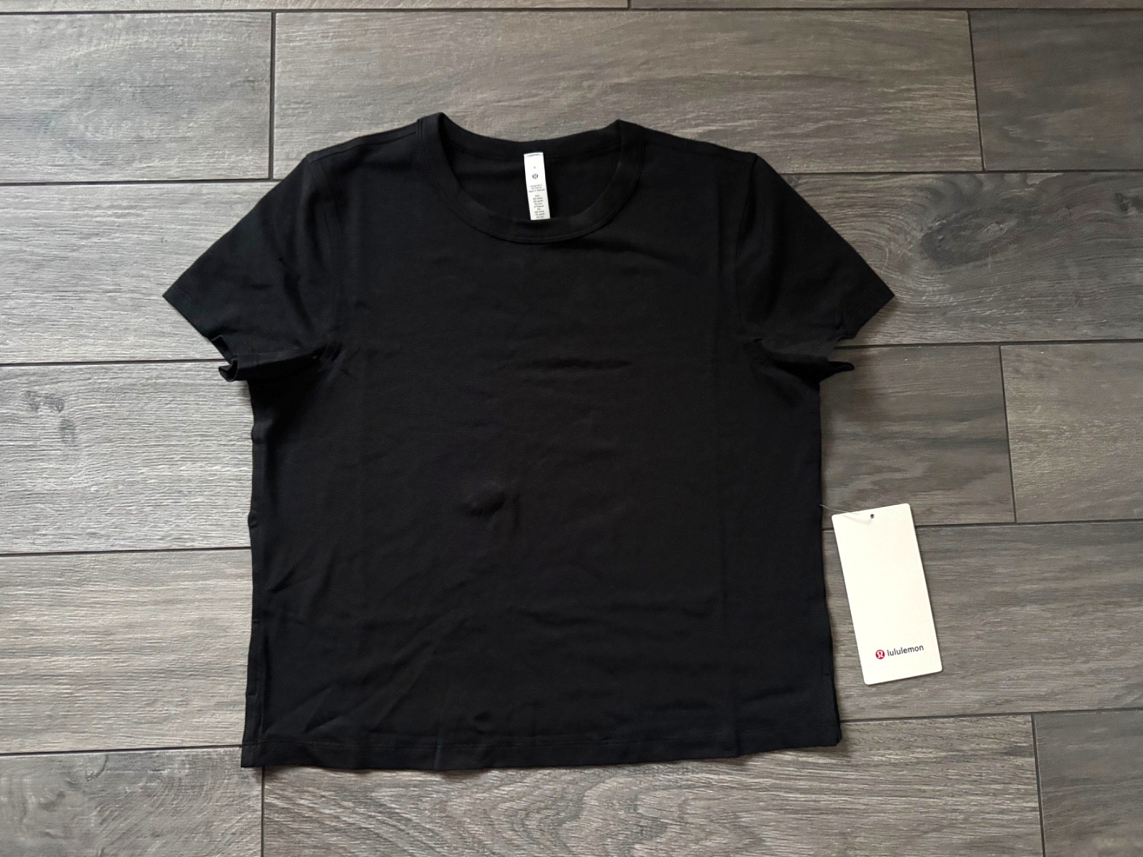 LULULEMON WOMENS CLASSIC FIT COTTON BLEND TEE, BLACK, NWT