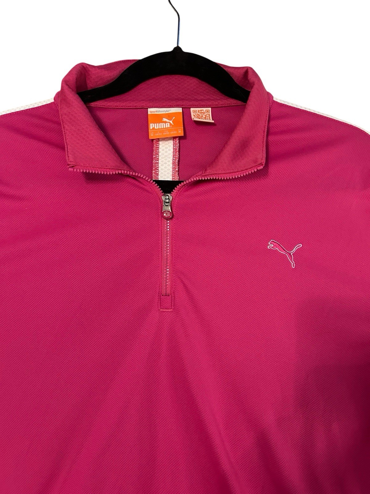 Puma 1/4 Zip Pullover Long Sleeve Top Pink Sport Lifestyle Medium Dry Cell Golf.