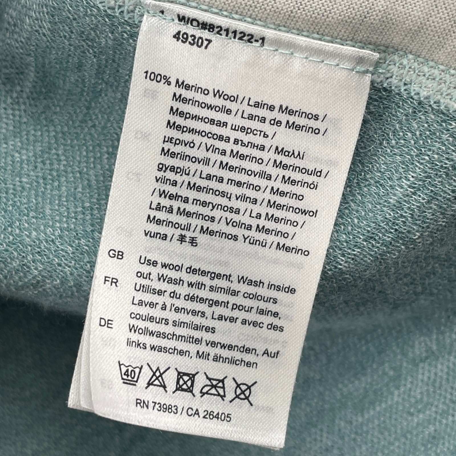 Helly Hansen Wmn Merino Wool Base Layer Top Teal Damask Long Sleeve L 49307 Gorp