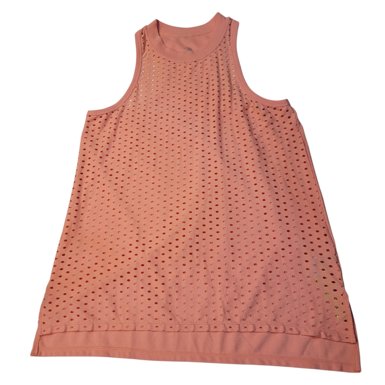 Mondetta MPG Tank Top Lined Mesh Stretch Workout Yoga Orange Womens Medium