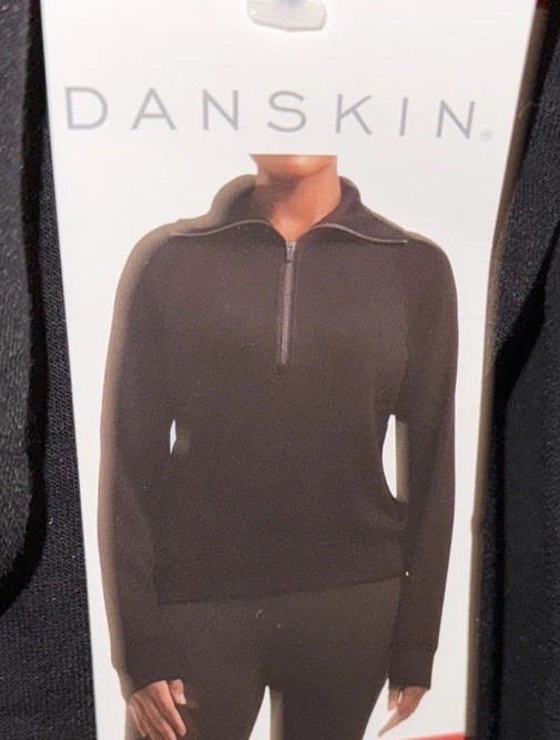 Danskin Luxe Half-Zip Top, Black Pattern Style Luxe, S,M PICK NWT 1899375